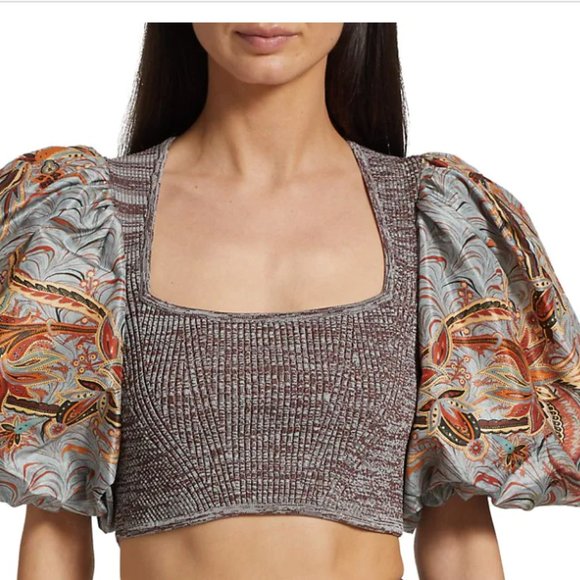 Ulla Johnson Iva Puff-Sleeve Crop Top - Picture 2 of 6